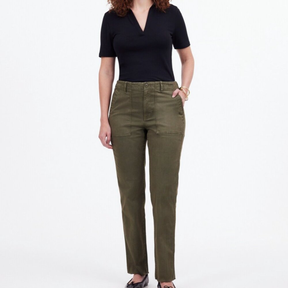 Madewell The Curvy Slim Straight Trouser Pant in Garment Dye - Size 32